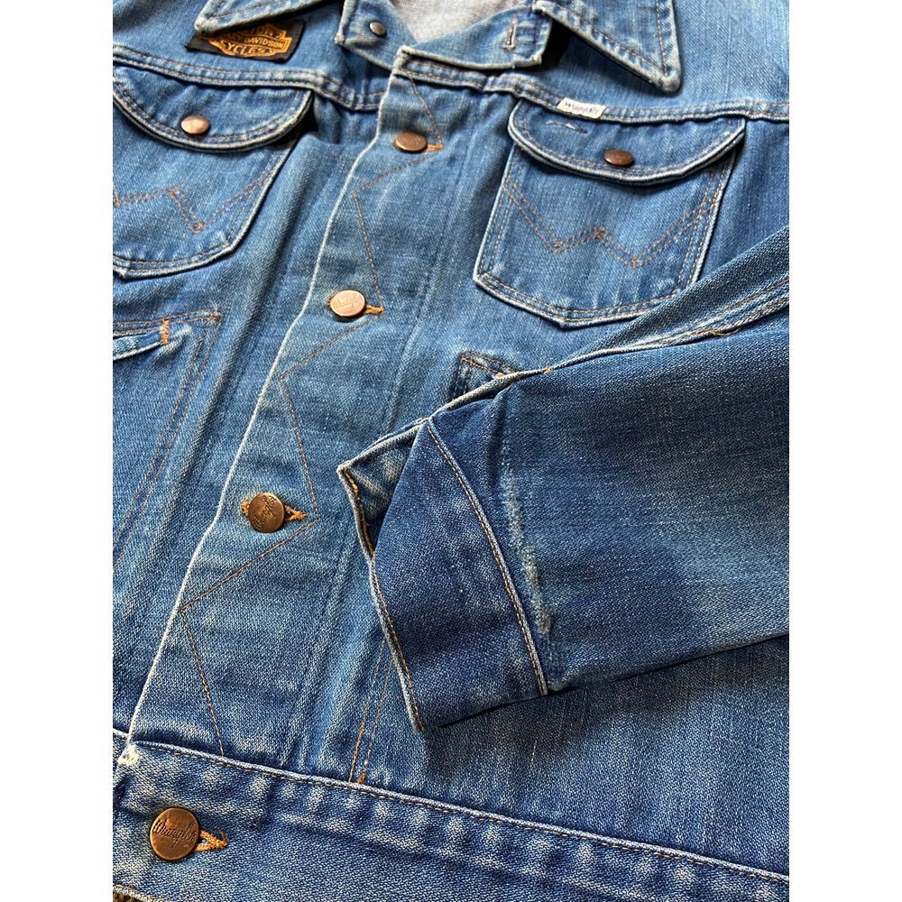 Vtg 70s 80s Wrangler No Fault Denim Sanfor Set Harley David. Patch M Jean Jacket - Picture 9 of 10